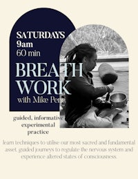 a flyer for breath work with alex peterson