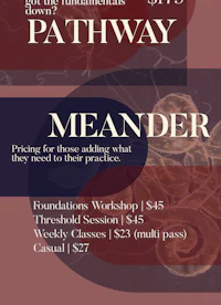 a flyer with the words'meander'