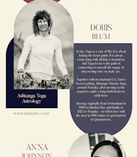 a flyer for a yoga retreat with doris blum and anna johnson