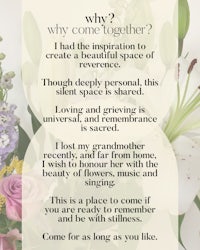 a flower arrangement with the words why are we together?