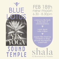 a flyer for blue lotus yoga sound temple