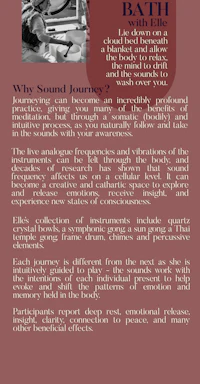 a flyer with the words bath sound journey